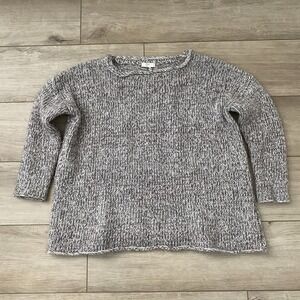 Joie Womens Sweater Open Knit Pullover White Brown Size S Relaxed